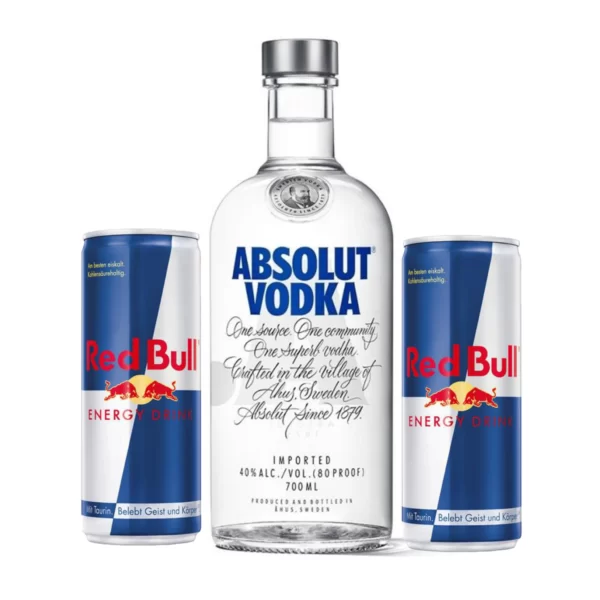 Absolut Vodka 0.7l mit 2 Redbull