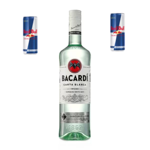 Bacardi 0.7l mit 2 Redbull